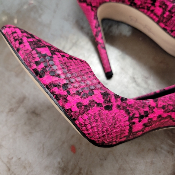 HOT PINK! JESSICA SIMPSON HEELS SZ 8.5 ANIMAL PRINT SHOES - Picture 4 of 8